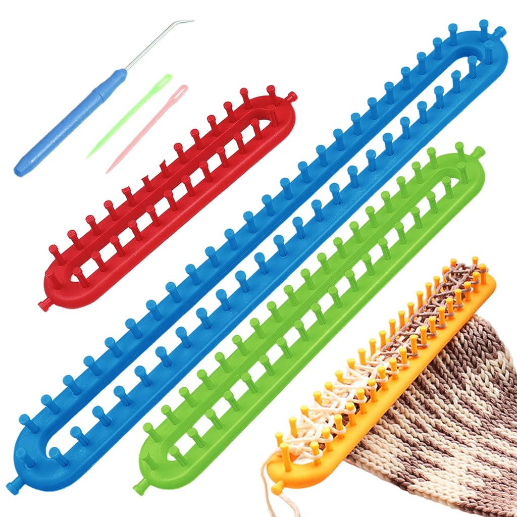 PATPAT Color Knitting Looms 4 Sizes Long Knitting Looms with Sewing Needles & Loom Needles Beginners DIY Knitting Loom Starter Kit for Making Scarf, Blanket PATPAT Color Knitting Looms 4 Sizes Long Knitting Looms with Sewing Needles & Loom Needles Beginners DIY Knitting Loom Starter Kit for Making Scarf, Blanket